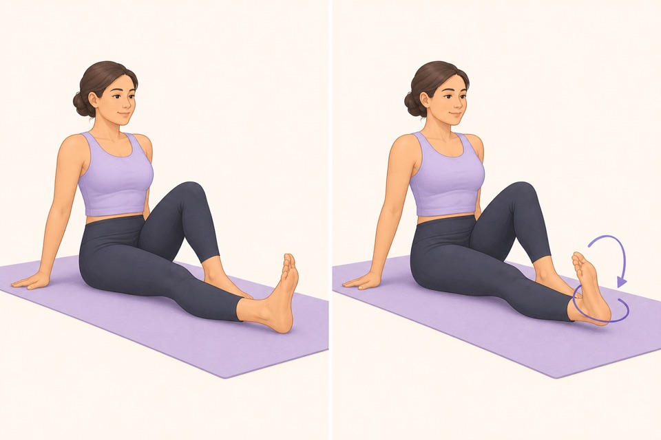 Wiggle exercise illustration showing ankle circles.