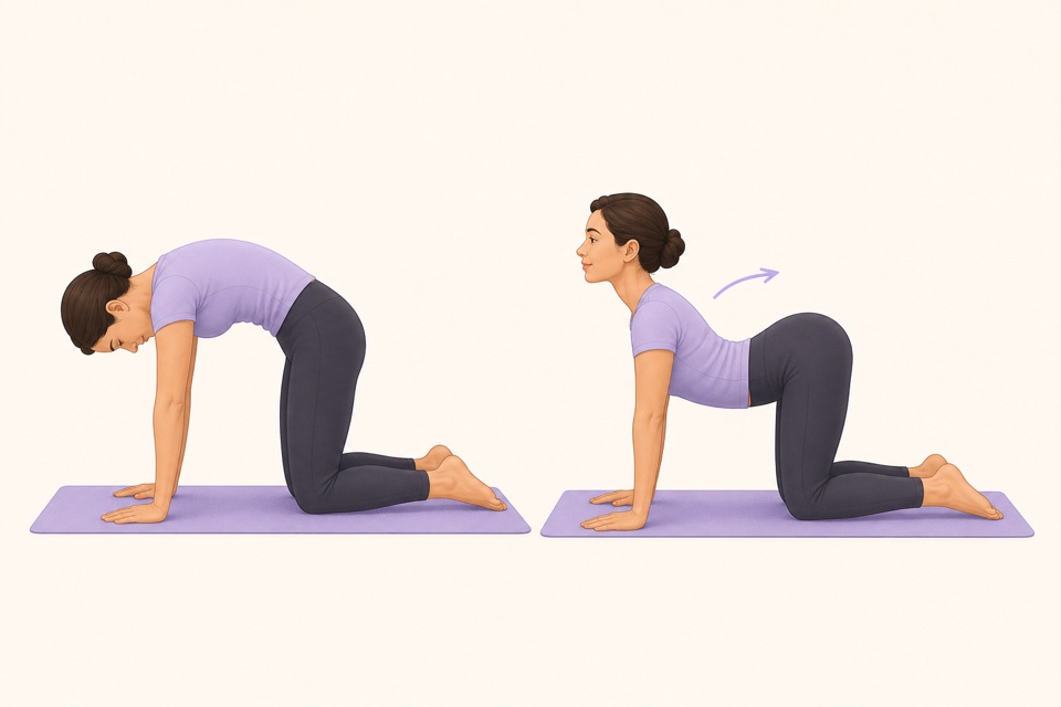 Wiggle exercise illustration showing cat cow.