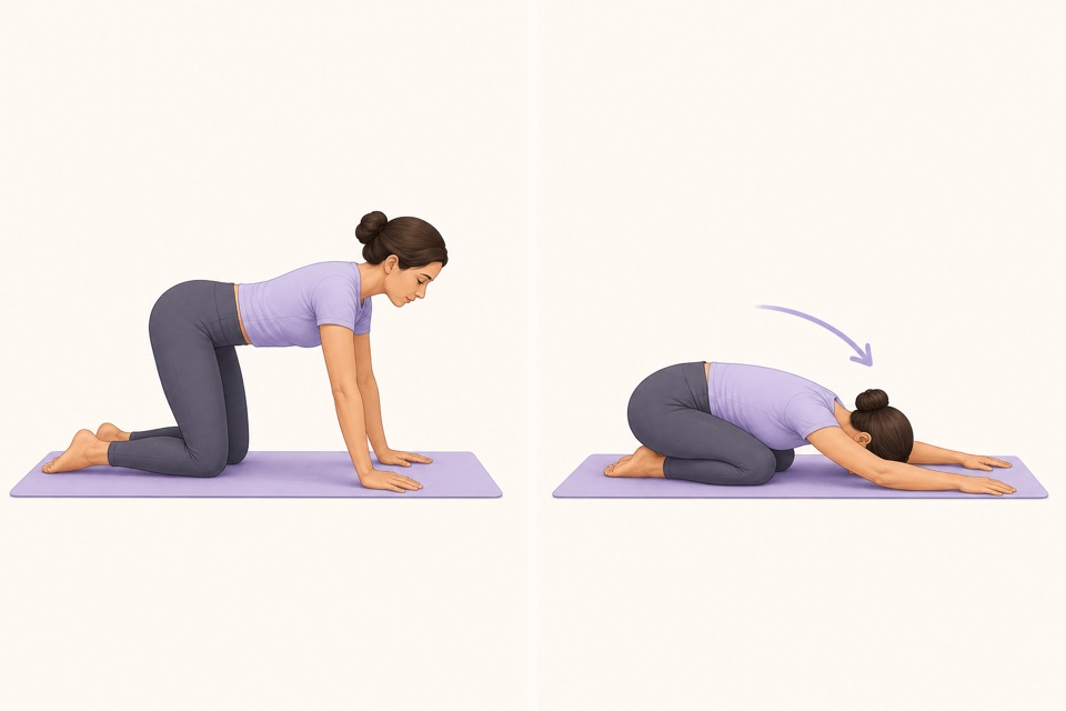 Wiggle illustration showing a gentle supported child's pose.