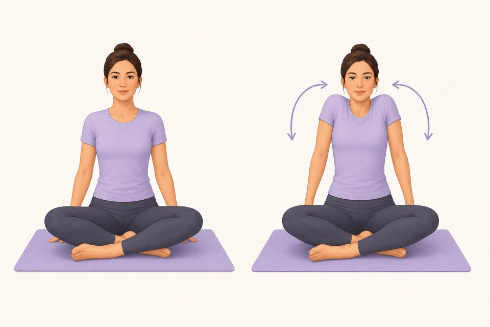 Wiggle exercise illustration showing shoulder circles.